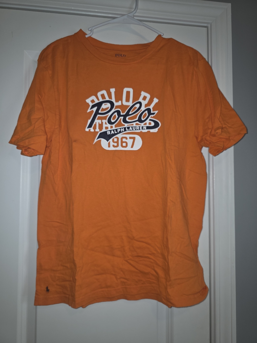 Boys XL 18-20 Polo by Ralph Lauren Orange Tee with White and Navy Logo
